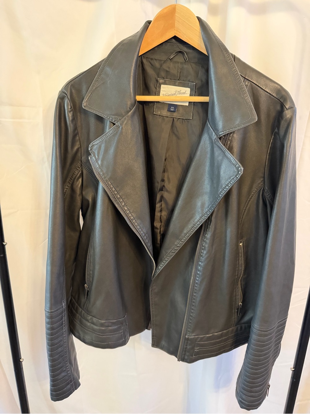 Universal Thread Black Faux Leather Moto-Style Jacket